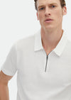 Ekru Jakarlı Polo Yaka %100 Pamuk T-Shirt
