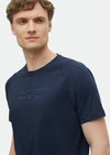 Lacivert Baskılı Bisiklet Yaka %100 Pamuk T-Shirt