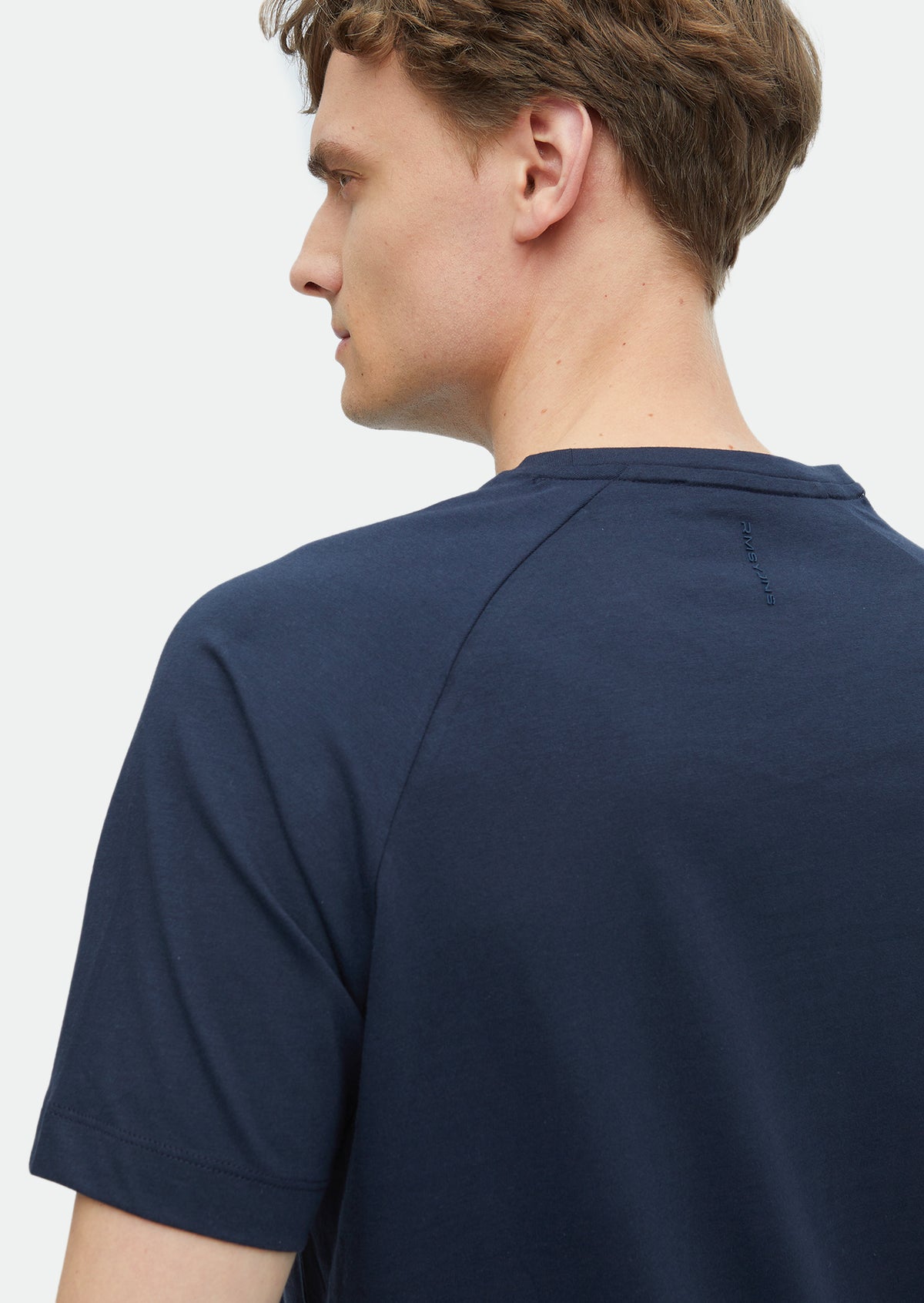 Lacivert Baskılı Bisiklet Yaka %100 Pamuk T-Shirt