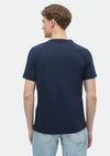 Lacivert Baskılı Bisiklet Yaka %100 Pamuk T-Shirt
