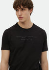 Siyah Baskılı Bisiklet Yaka %100 Pamuk T-Shirt