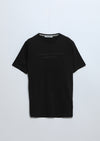 Siyah Baskılı Bisiklet Yaka %100 Pamuk T-Shirt