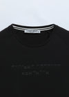 Siyah Baskılı Bisiklet Yaka %100 Pamuk T-Shirt