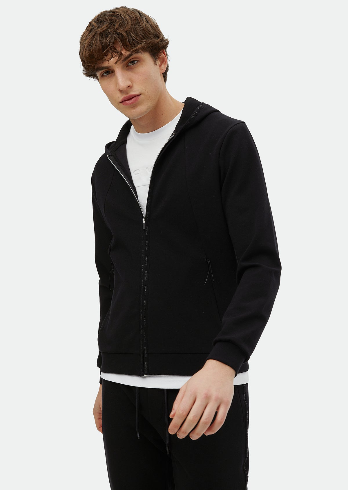 Siyah Kapüşonlu Düz Sweatshirt