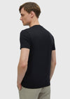 Siyah Düz V Yaka Pamuk Karışımlı T-Shirt