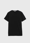 Siyah Düz V Yaka Pamuk Karışımlı T-Shirt