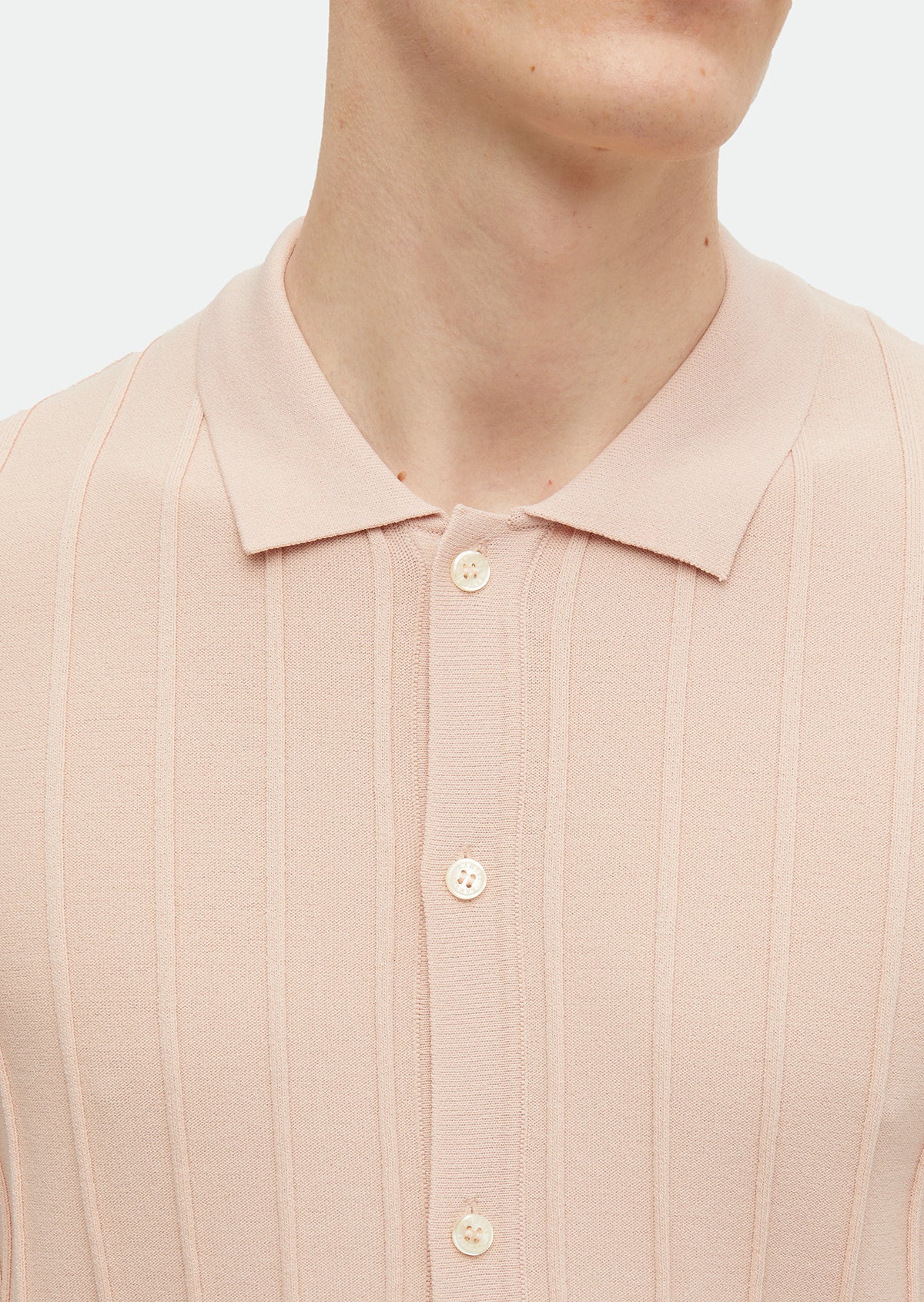 Pembe Polo Yaka Jakarlı Triko