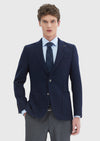 Lacivert Desenli Shirt Shoulder Slim Fit Yün Karışımlı Örme Ceket