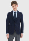 Lacivert Desenli Shirt Shoulder Slim Fit Yün Karışımlı Örme Ceket