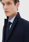 Lacivert Desenli Shirt Shoulder Slim Fit Yün Karışımlı Örme Ceket