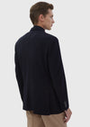 Lacivert Desenli Shirt Shoulder Slim Fit Yün Karışımlı Örme Ceket