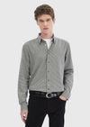 Koyu Gri Desenli Casual Fit Uzun Dokuma Casual %100 Pamuk Gömlek