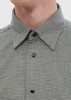 Koyu Gri Desenli Casual Fit Uzun Dokuma Casual %100 Pamuk Gömlek