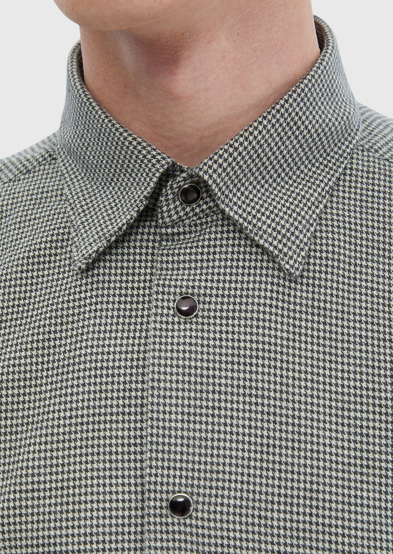 Koyu Gri Desenli Casual Fit Uzun Dokuma Casual %100 Pamuk Gömlek