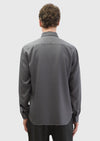 Gri Düz Casual Fit Uzun Dokuma Casual Gömlek