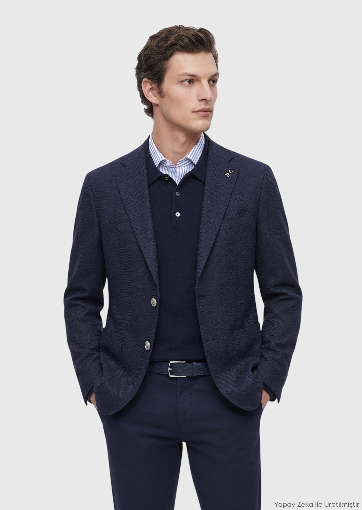 Lacivert Düz Regular Fit %100 Kaşmir Ceket