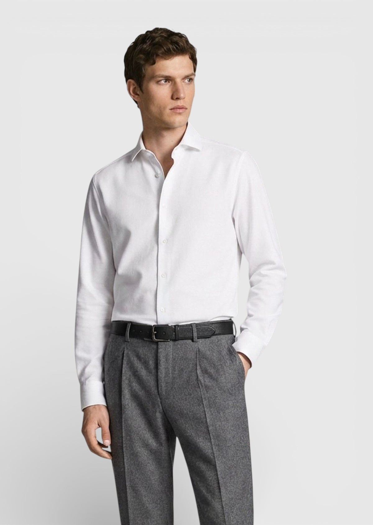 Beyaz Düz Casual Fit Uzun Casual %100 Pamuk Gömlek
