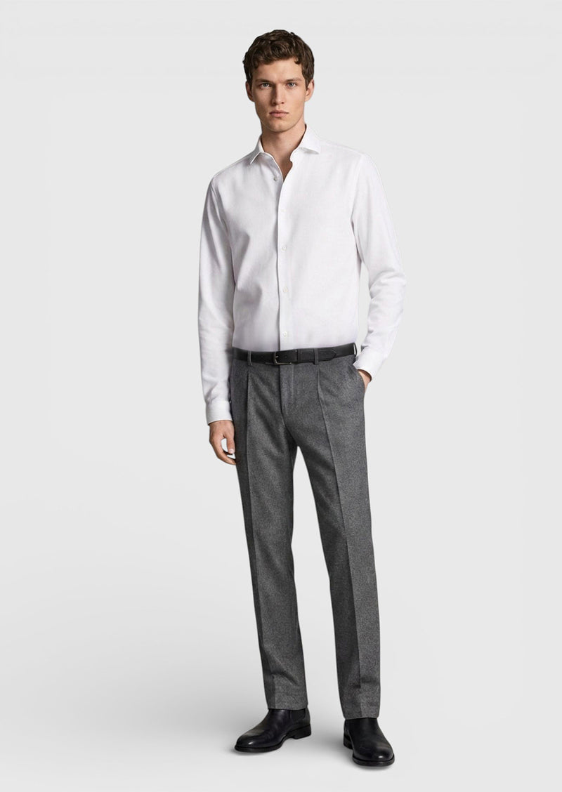 Beyaz Düz Casual Fit Uzun Casual %100 Pamuk Gömlek