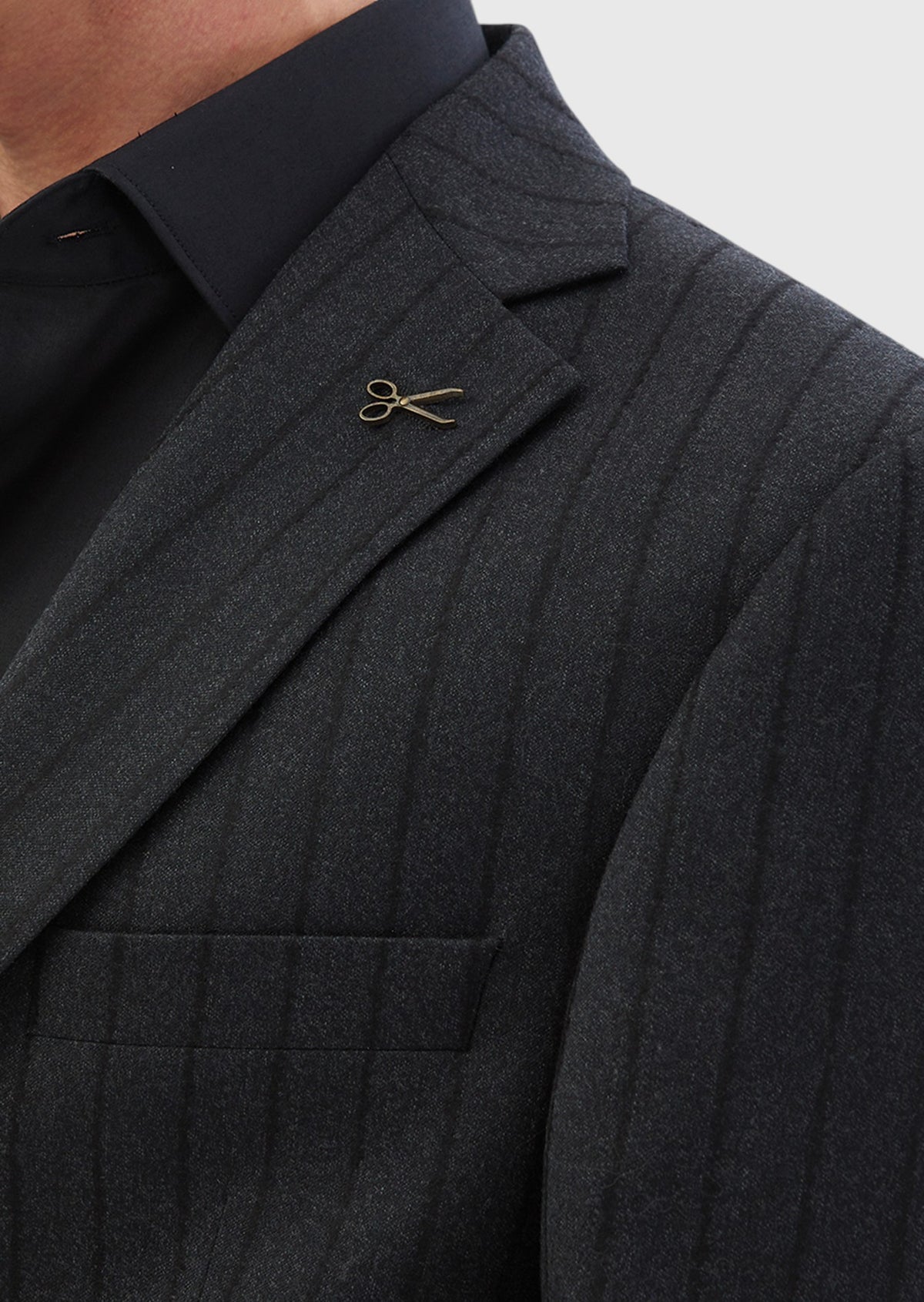 Antrasit Çizgili Zeroweight Slim Fit %100 Yün Takım Elbise