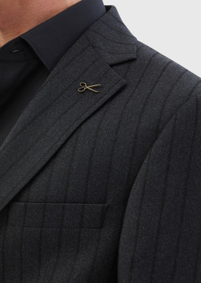 Antrasit Çizgili Zeroweight Slim Fit %100 Yün Takım Elbise