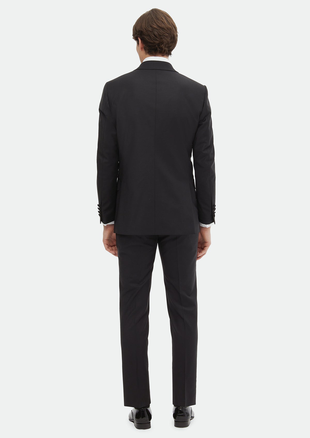 Siyah Düz Thin&taller Slim Fit Kruvaze Yaka Dokuma Smokin Takım Elbise