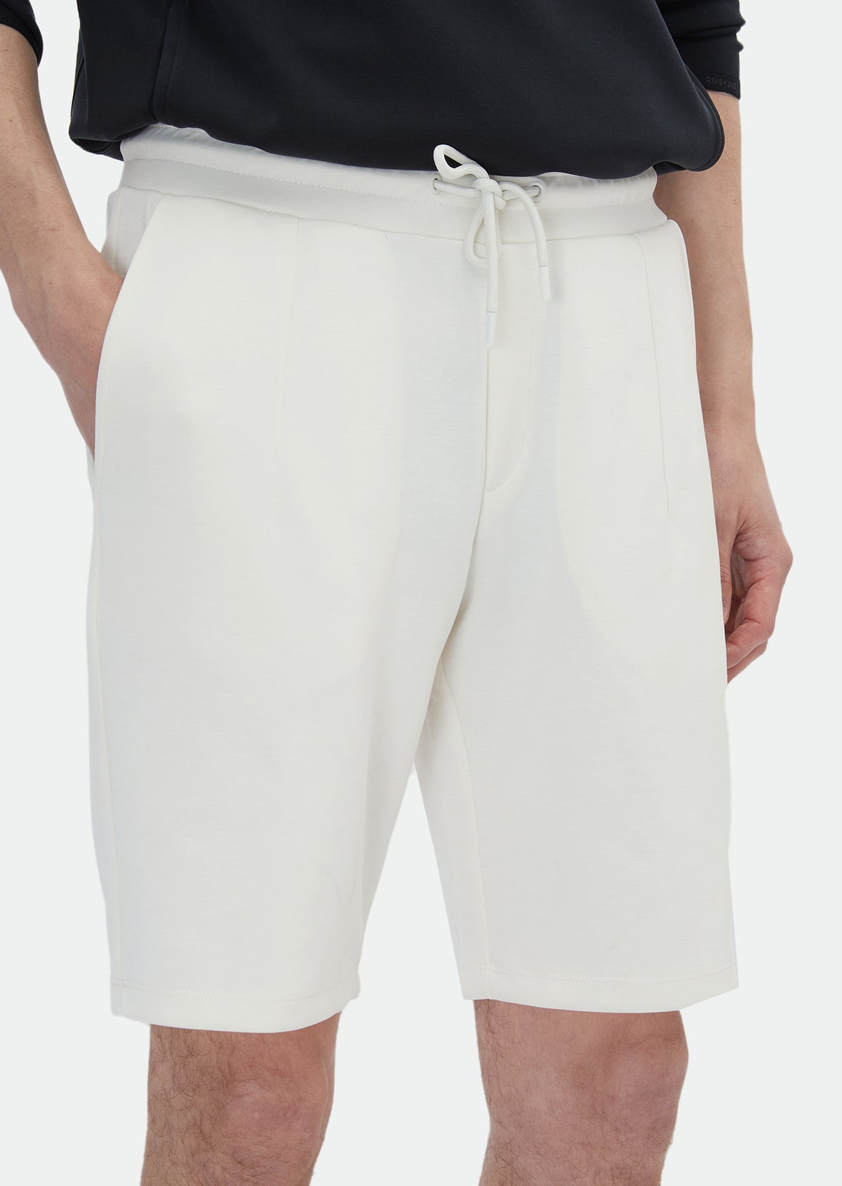 Ekru Düz Örme Jogging Fit Casual Bermuda
