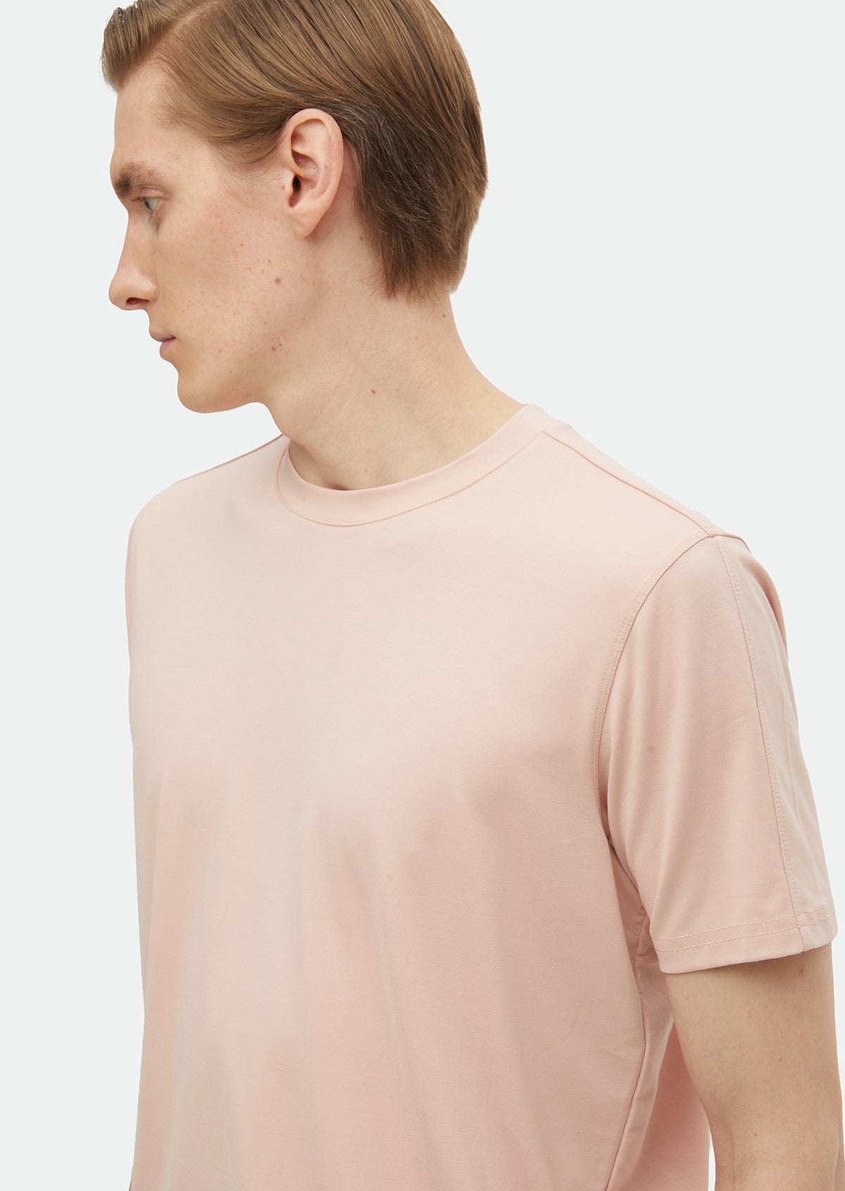 Açık Pembe Düz Bisiklet Yaka T-Shirt