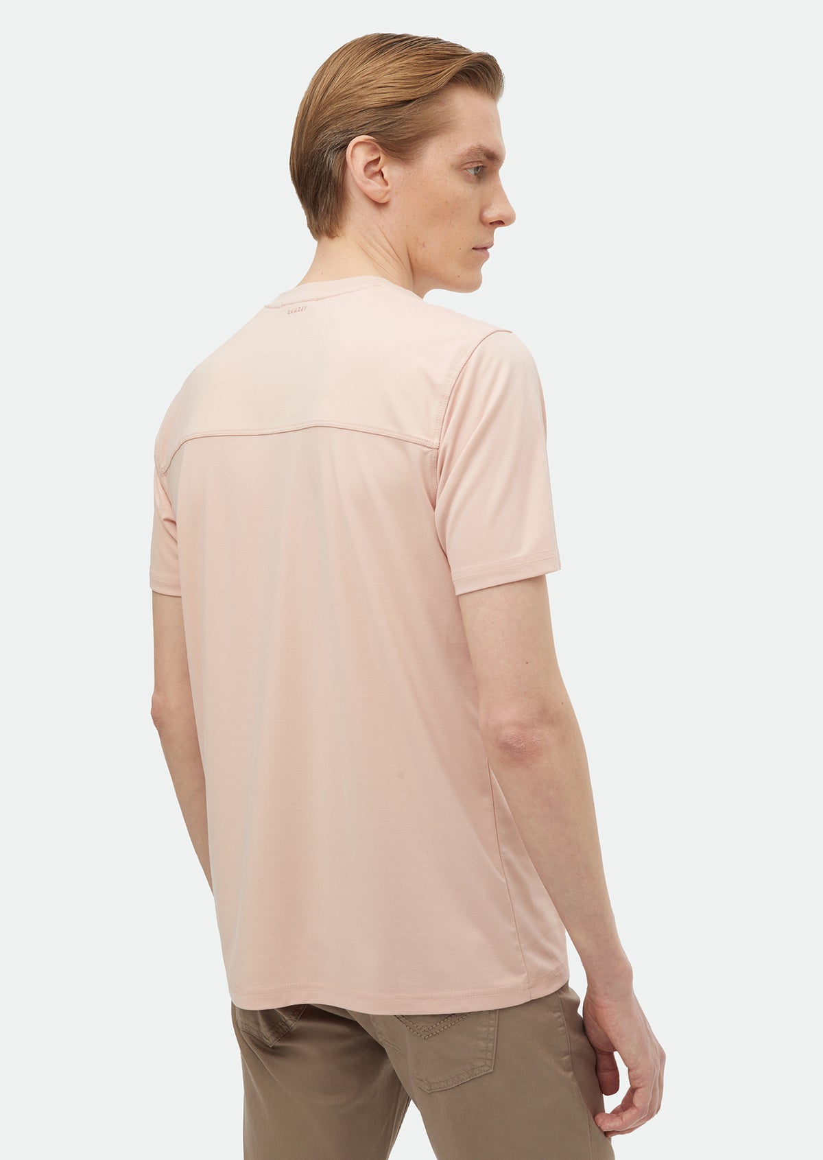 Açık Pembe Düz Bisiklet Yaka T-Shirt