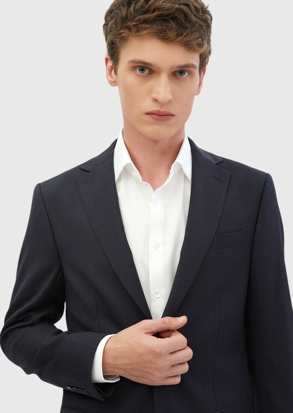 Lacivert Düz Modern Fit %100 Yün Takım Elbise