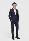 Lacivert Çizgili Zeroweight Slim Fit %100 Yün Takım Elbise