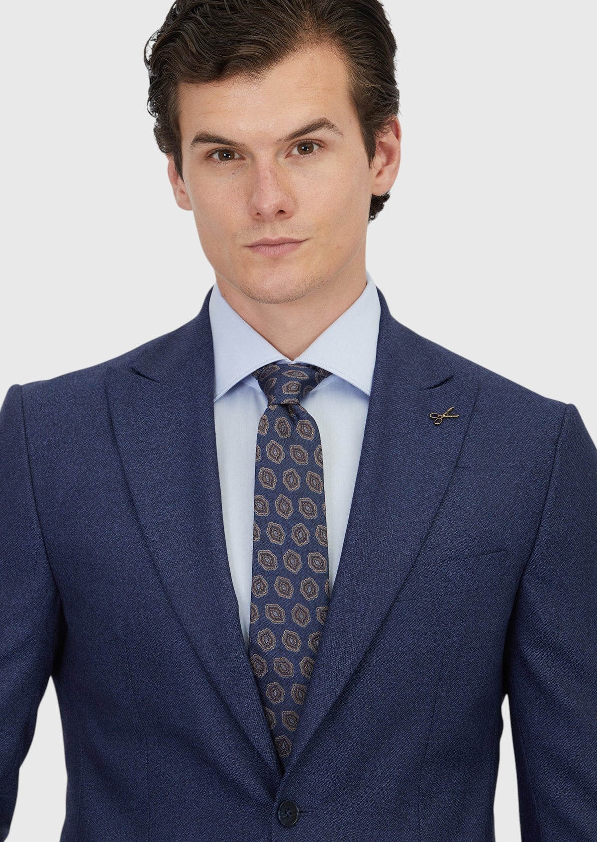 Açık Lacivert Desenli Zeroweight Slim Fit %100 Yün Takım Elbise