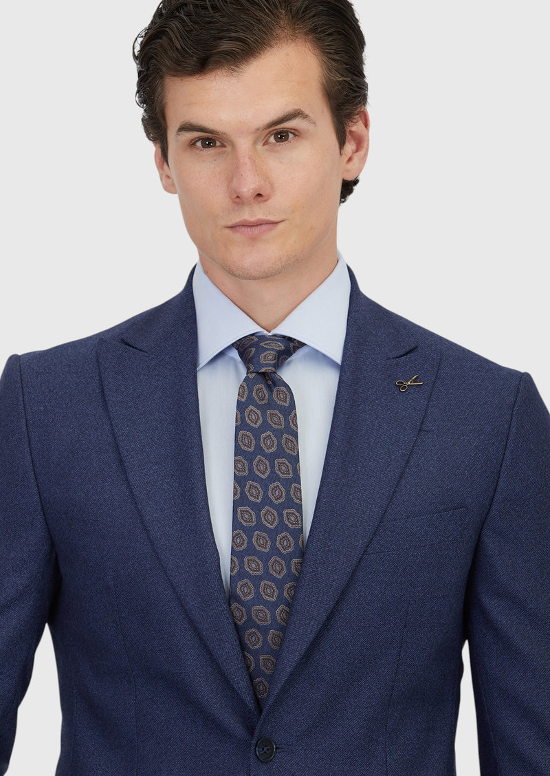 Açık Lacivert Desenli Zeroweight Slim Fit %100 Yün Takım Elbise