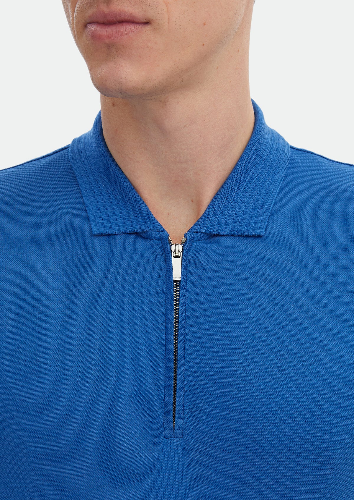 Mavi Düz Polo Yaka %100 Pamuk T-Shirt