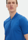 Mavi Düz Polo Yaka %100 Pamuk T-Shirt