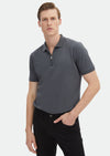 Koyu Gri Düz Polo Yaka %100 Pamuk T-Shirt