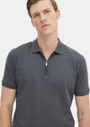 Koyu Gri Düz Polo Yaka %100 Pamuk T-Shirt