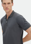 Koyu Gri Düz Polo Yaka %100 Pamuk T-Shirt