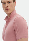 Pembe Jakarlı Polo Yaka %100 Pamuk T-Shirt