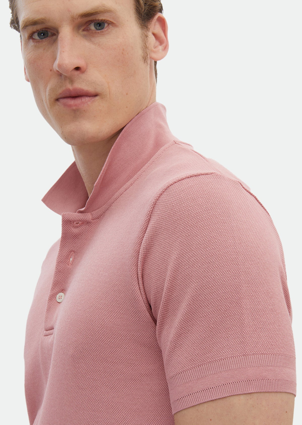 Pembe Jakarlı Polo Yaka %100 Pamuk T-Shirt
