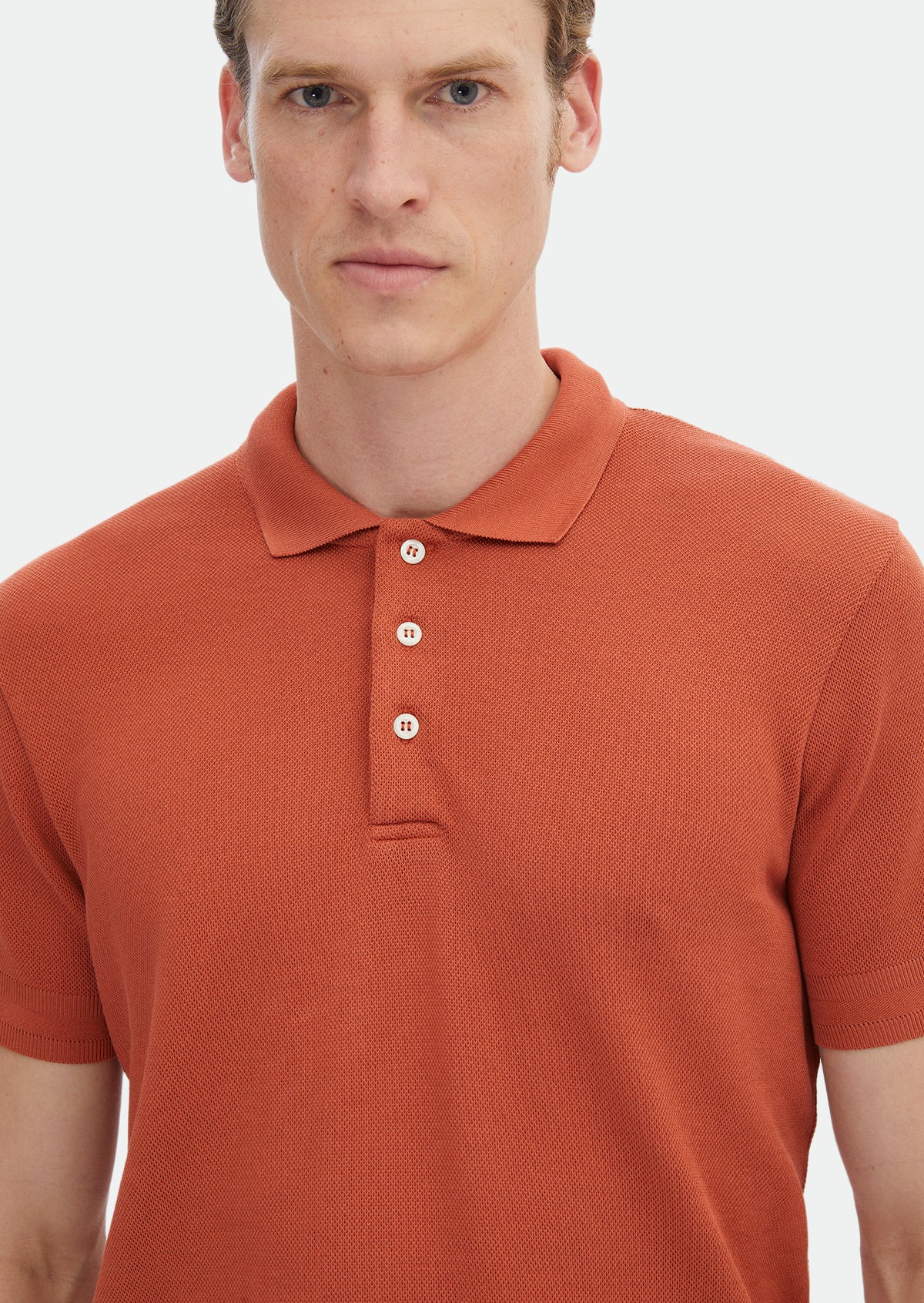 Turuncu Jakarlı Polo Yaka %100 Pamuk T-Shirt