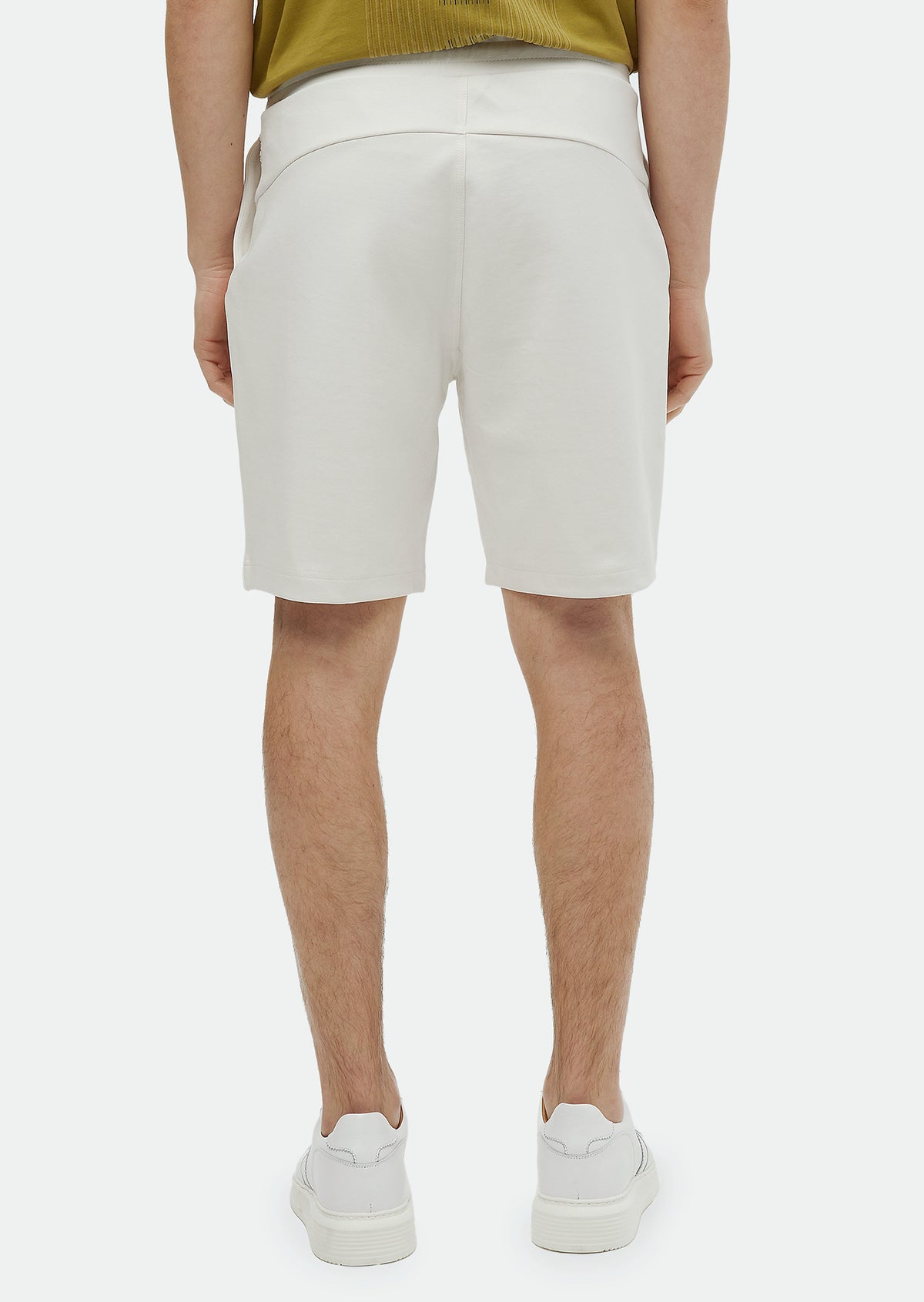 Ekru Düz Örme Jogging Fit Casual Pamuk Karışımlı Bermuda