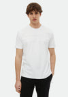 Beyaz Baskılı Bisiklet Yaka %100 Pamuk T-Shirt