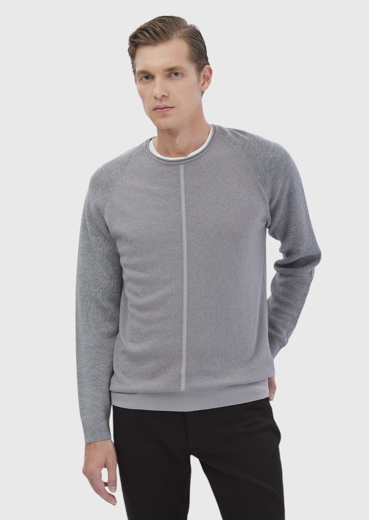 Grey Knitwear Sweatshirt