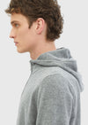 Gri Kapüşonlu Düz Örgü %100 Yün Hırka