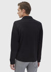 Siyah Polo Yaka Jakarlı Sweatshırt