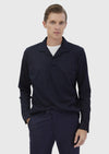 Lacivert Polo Yaka Jakarlı Sweatshırt