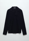 Lacivert Polo Yaka Jakarlı Sweatshırt