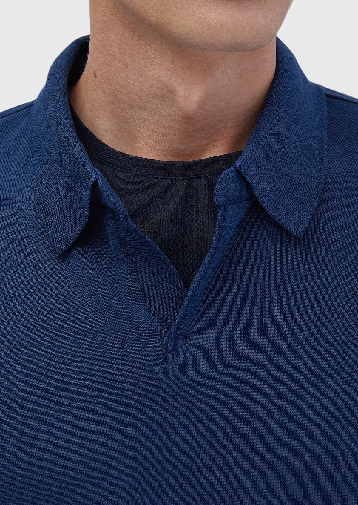 İndigo Polo Yaka Düz Sweatshırt