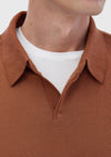 Koyu Turuncu Polo Yaka Düz Sweatshırt