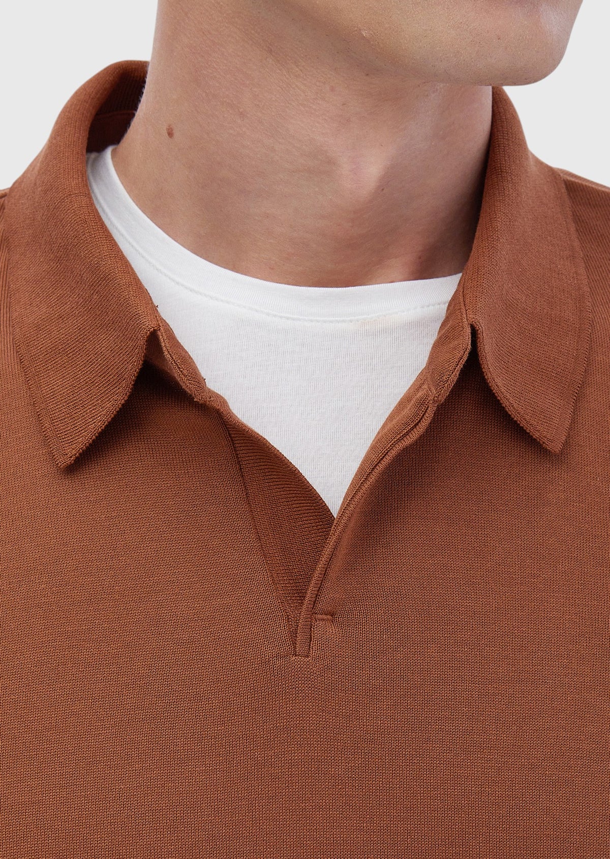 Koyu Turuncu Polo Yaka Düz Sweatshırt